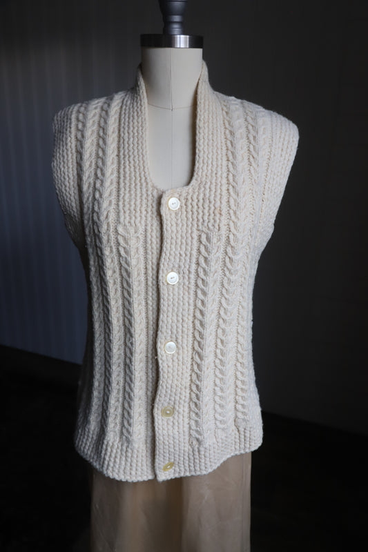 Vintage wool fisherman vest (see description for size)