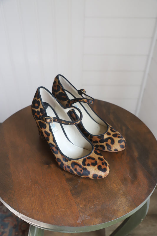 Boden calf hair leopard heels side 39