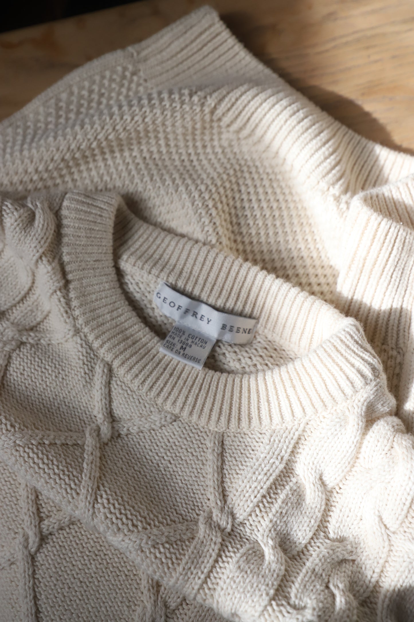 Vintage cable knit 100% cotton sweater (see description for sizing)