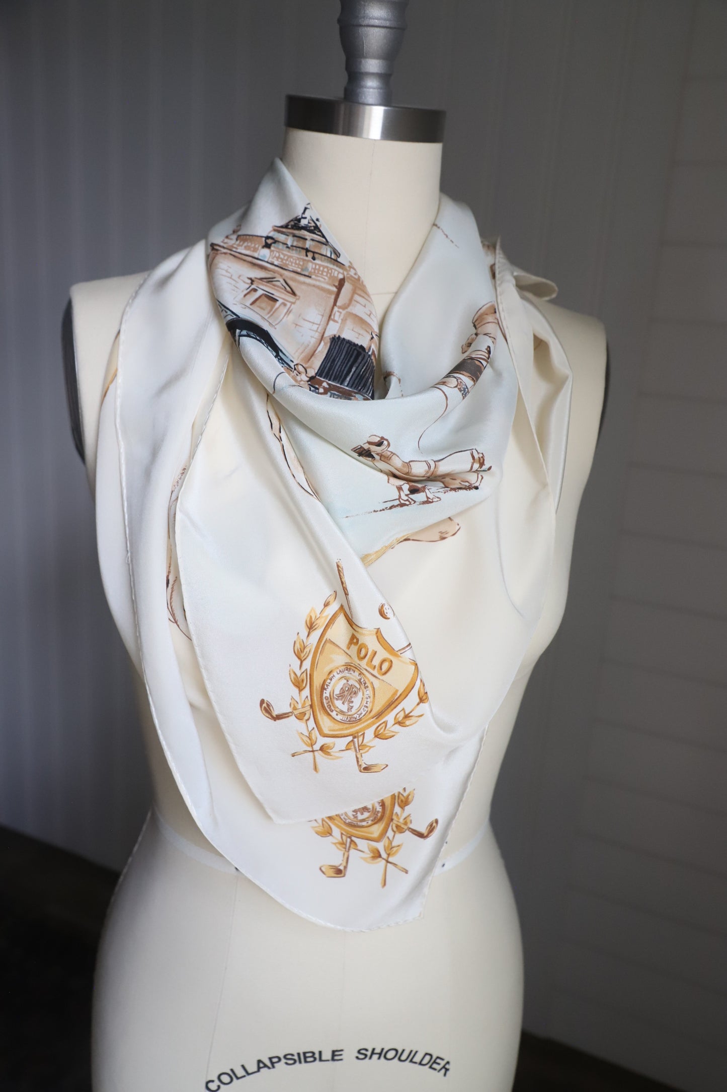 Vintage Polo Ralph Lauren silk golf scarf
