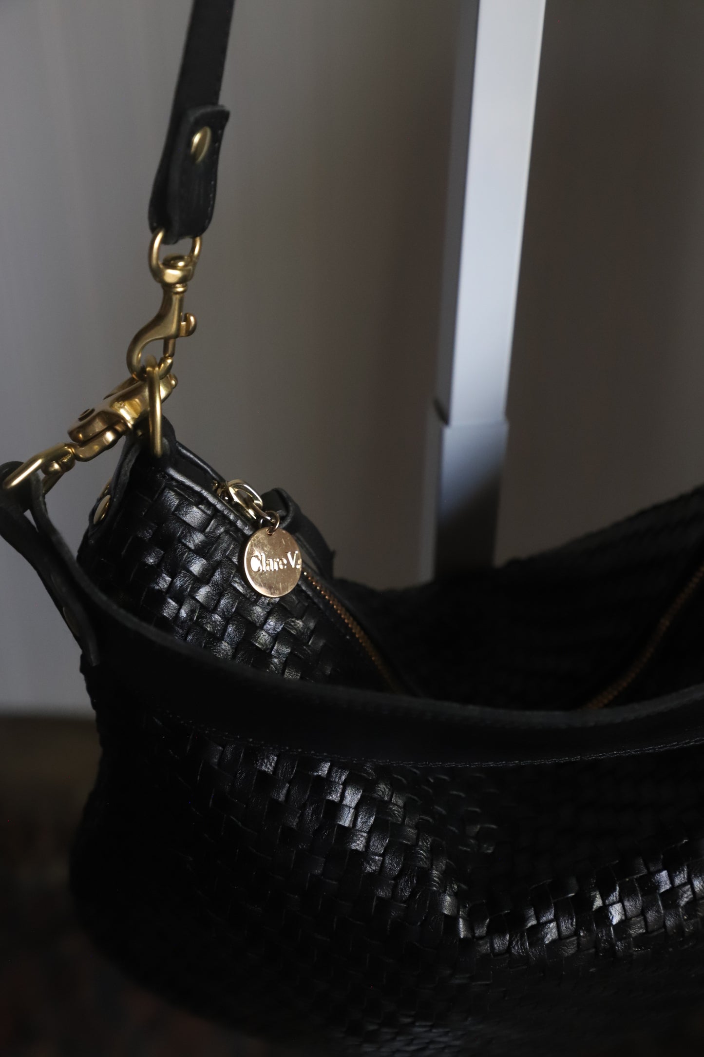 Clare V woven leather bag in black