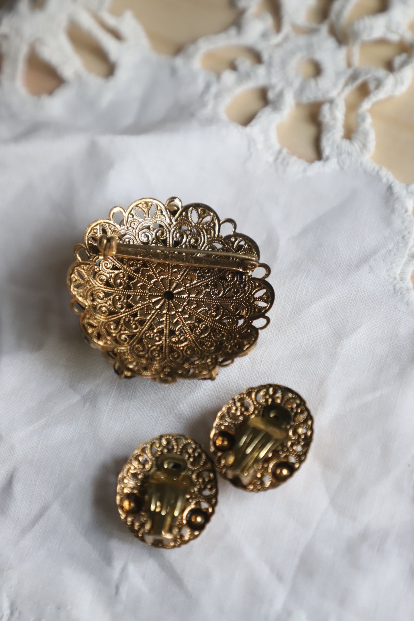 1950’s West Germany brooch and clip earring combo