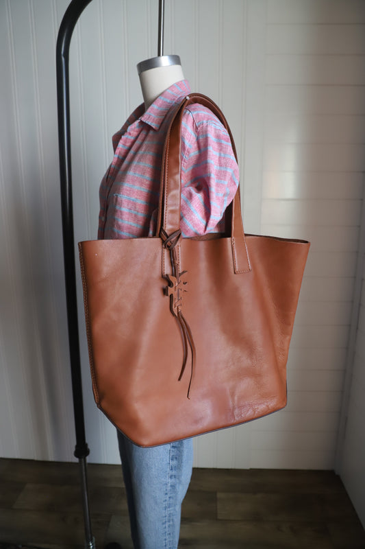 Frye Carson tote, cognac leather