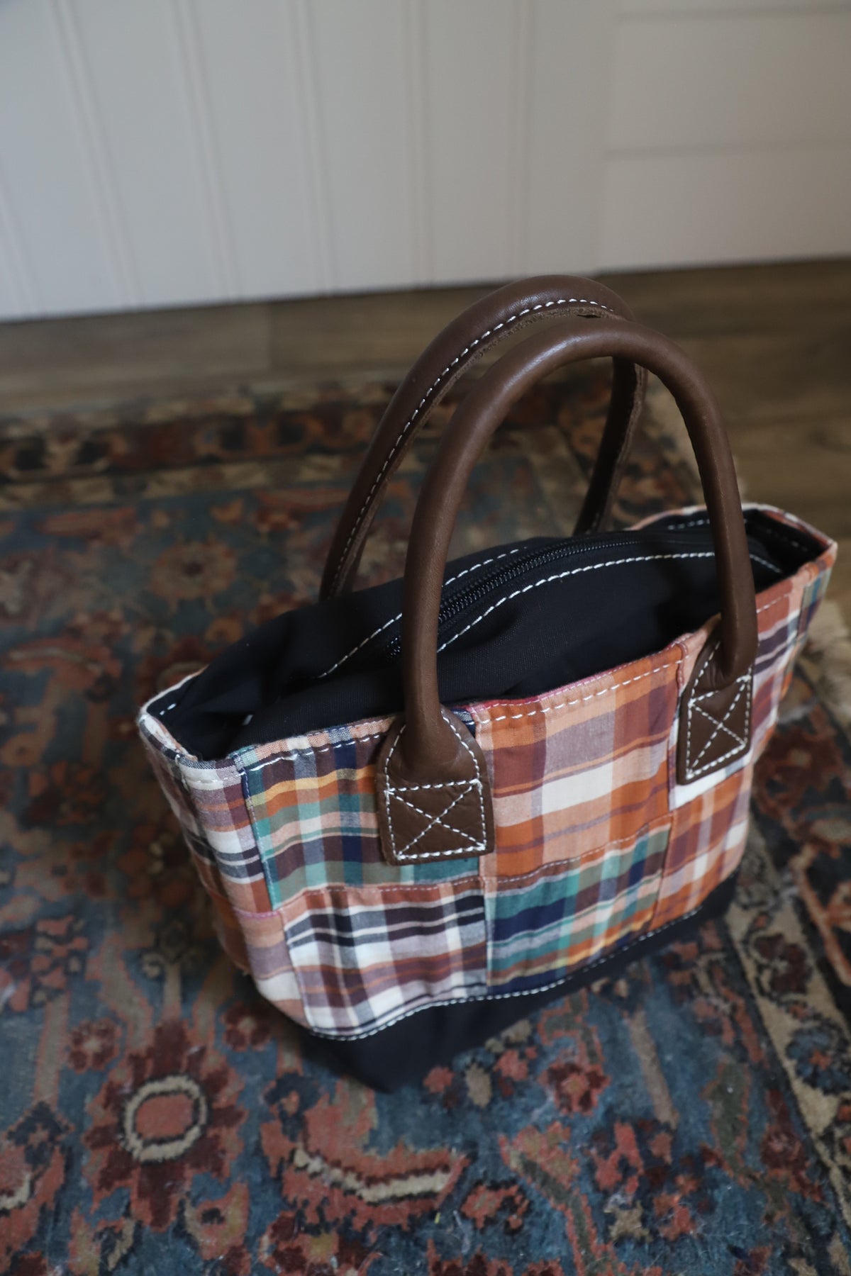 Vintage LLBean mini plaid tote
