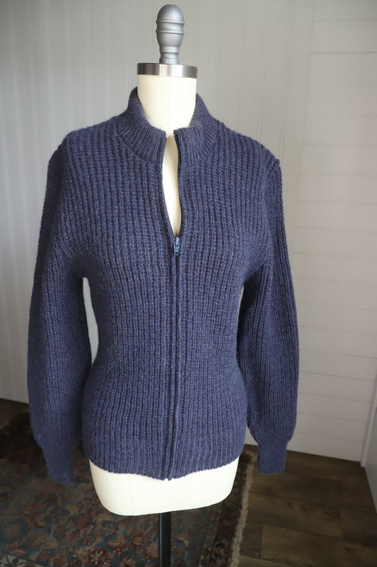 Vintage wool blend zip up cardigan