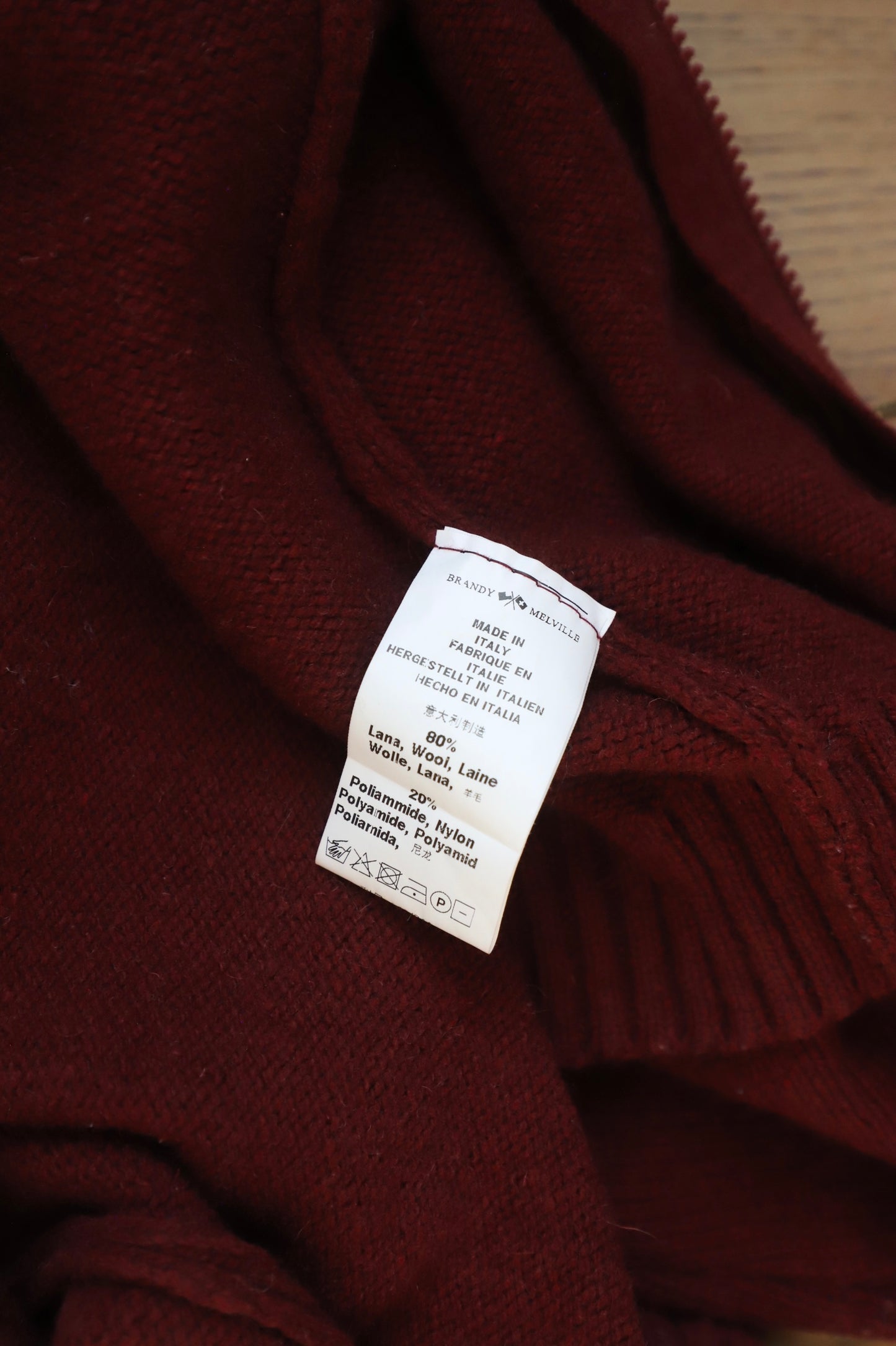 Brandy Melville Paola zip cardigan (wool blend)