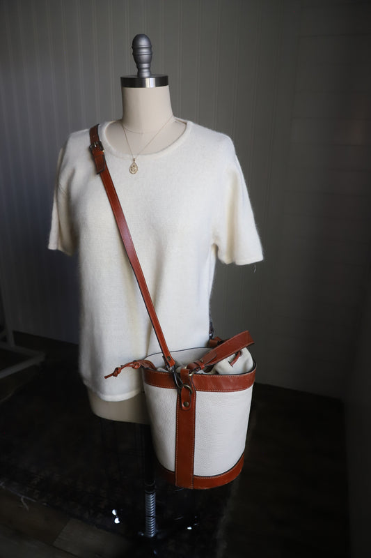 Vintage A. Bellucci leather bucket bag with crossbody strap
