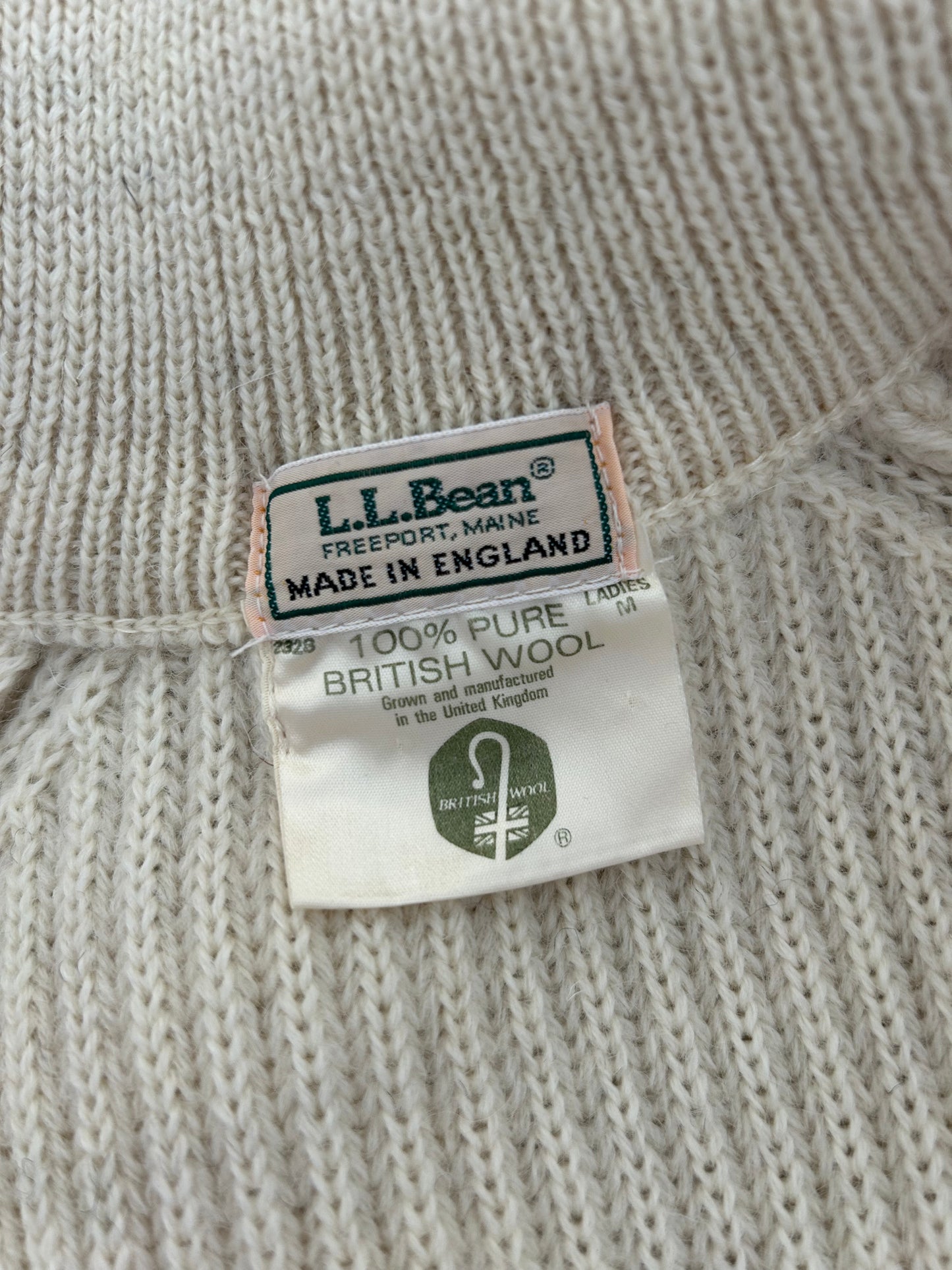 Vintage LLBean wool zip up sweater|cream