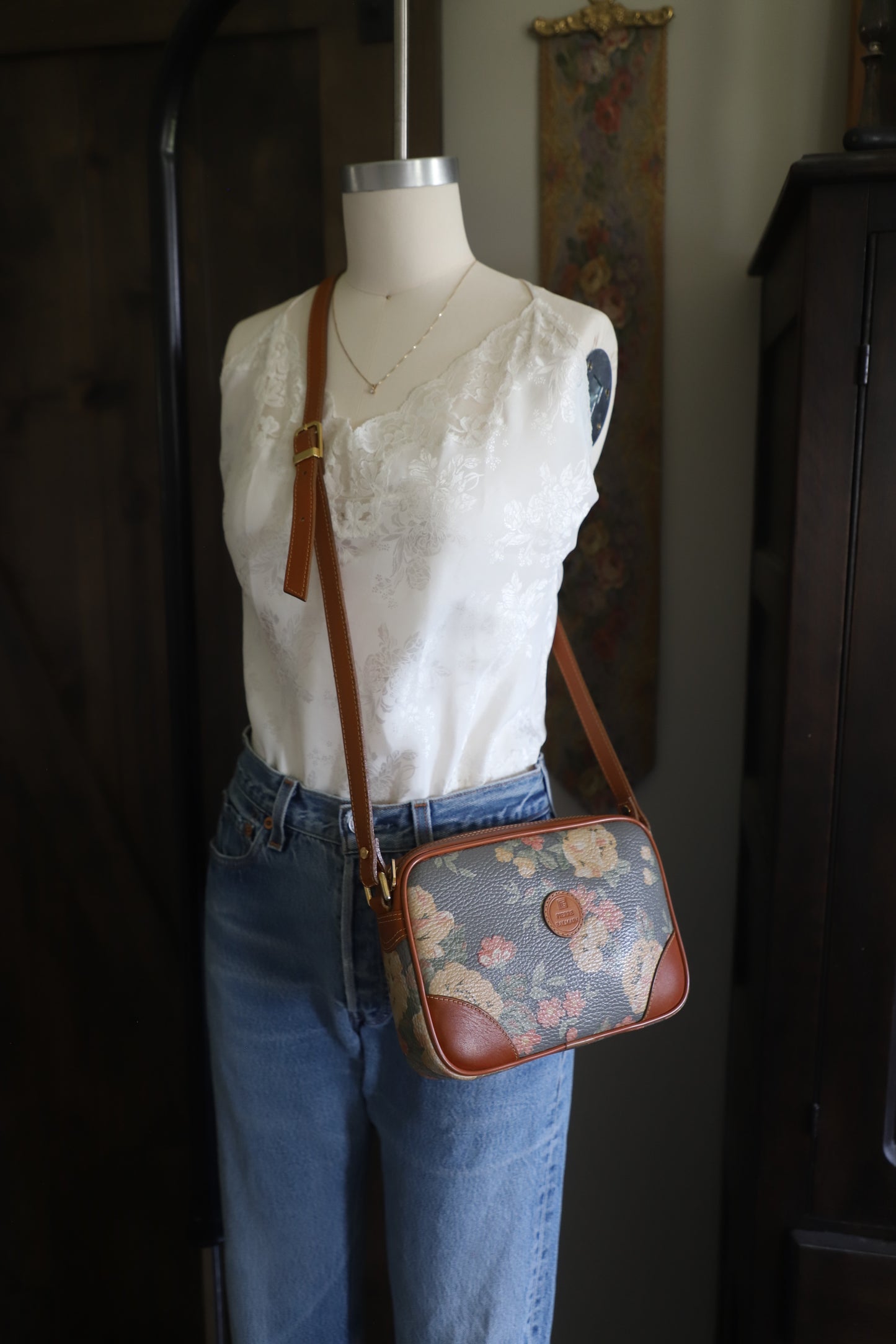 Vintage 90’s Pierre Balmain floral leather crossbody