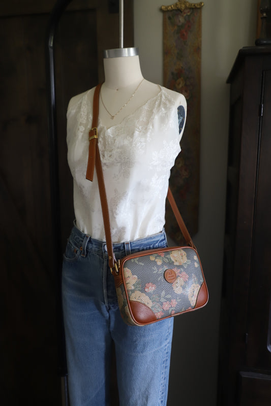 Vintage 90’s Pierre Balmain floral leather crossbody