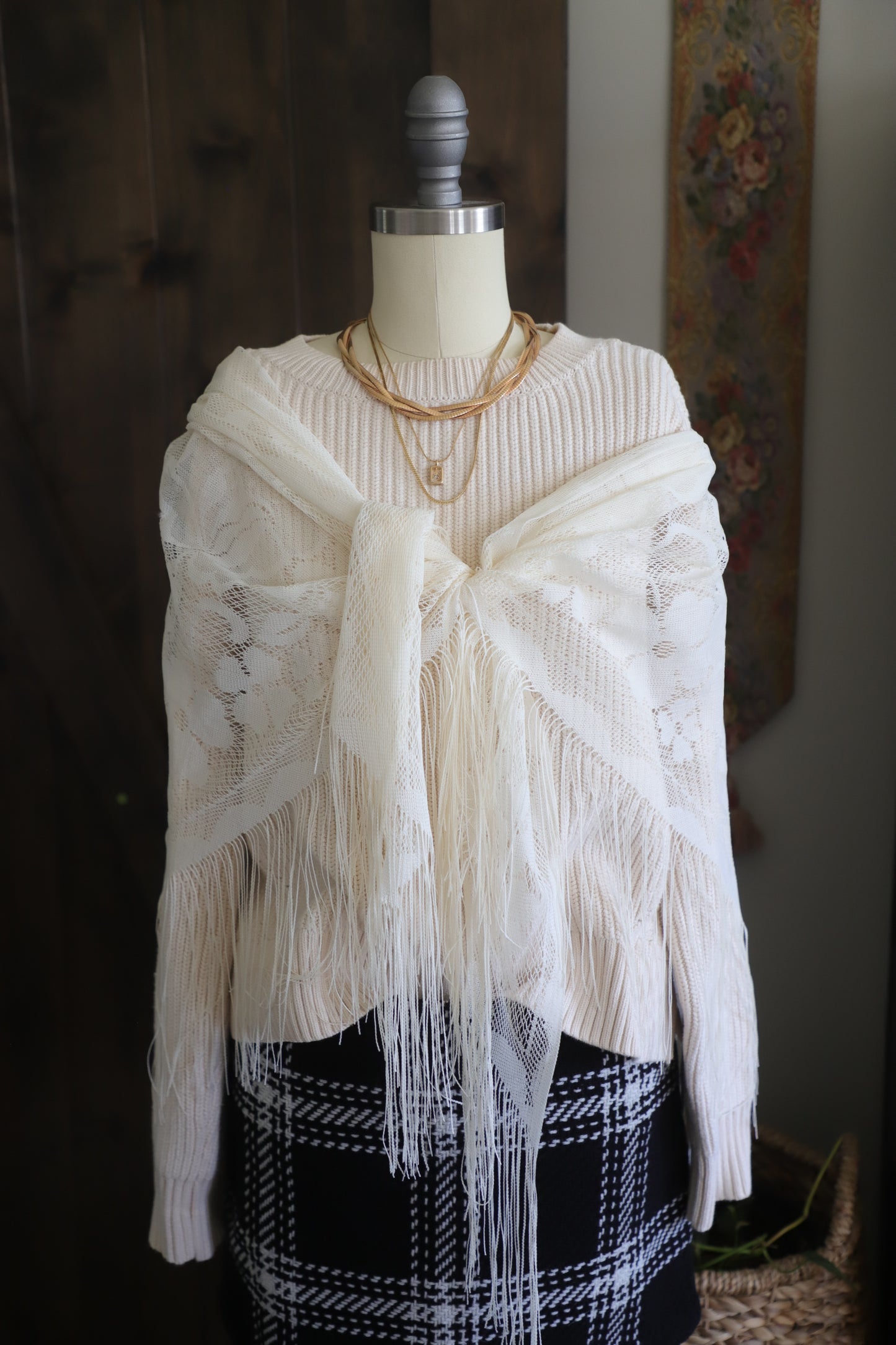 Vintage 1970’s lace shawl