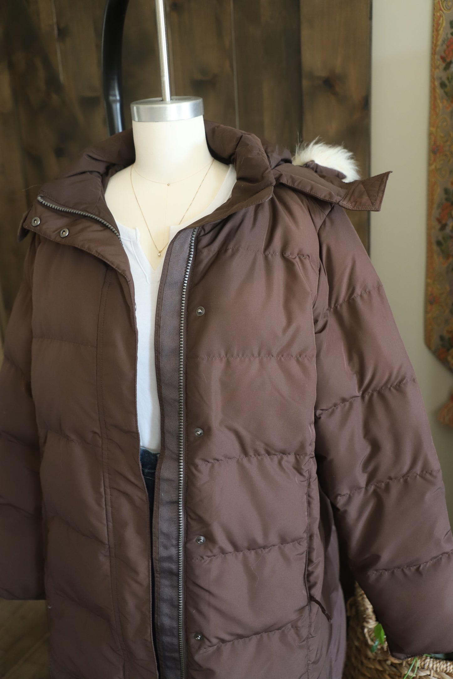 LLBean long puffer coat size M