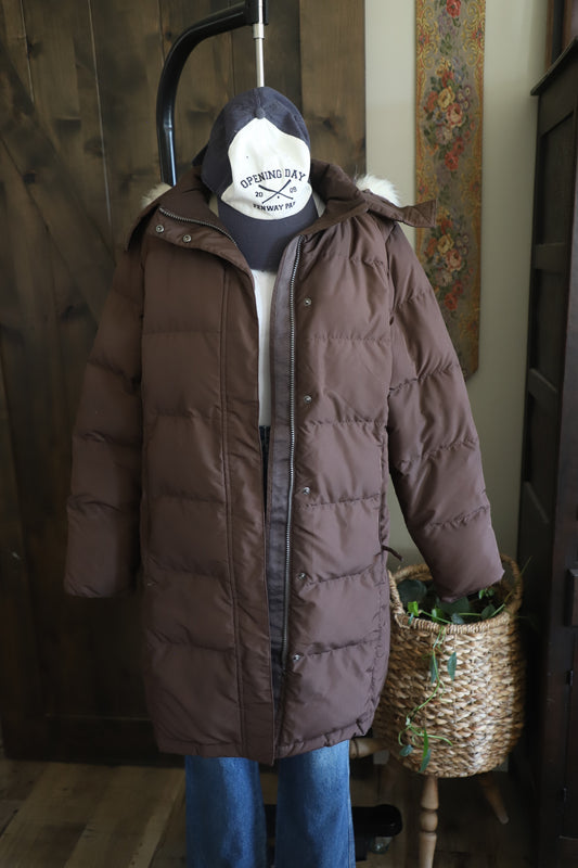 LLBean long puffer coat size M